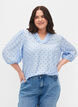 Punktebluse mit 3/4-Ärmeln aus Viskose, Light Blue Dot, Model image number 0