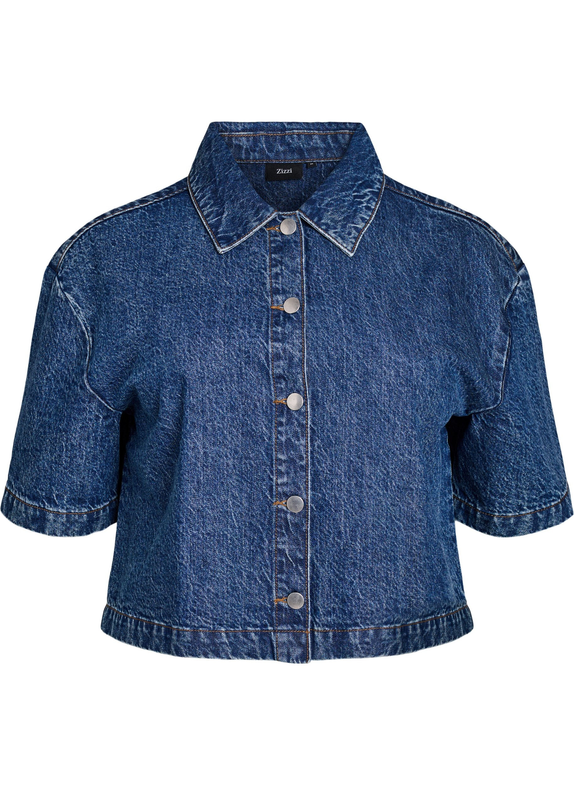 ZizziKurz&auml;rmelige Jeansjacke mit Kn&ouml;pfen, Blau, Packshot image number 0