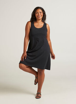 Kleid mit A-Linie, Black Solid, Model image number 2