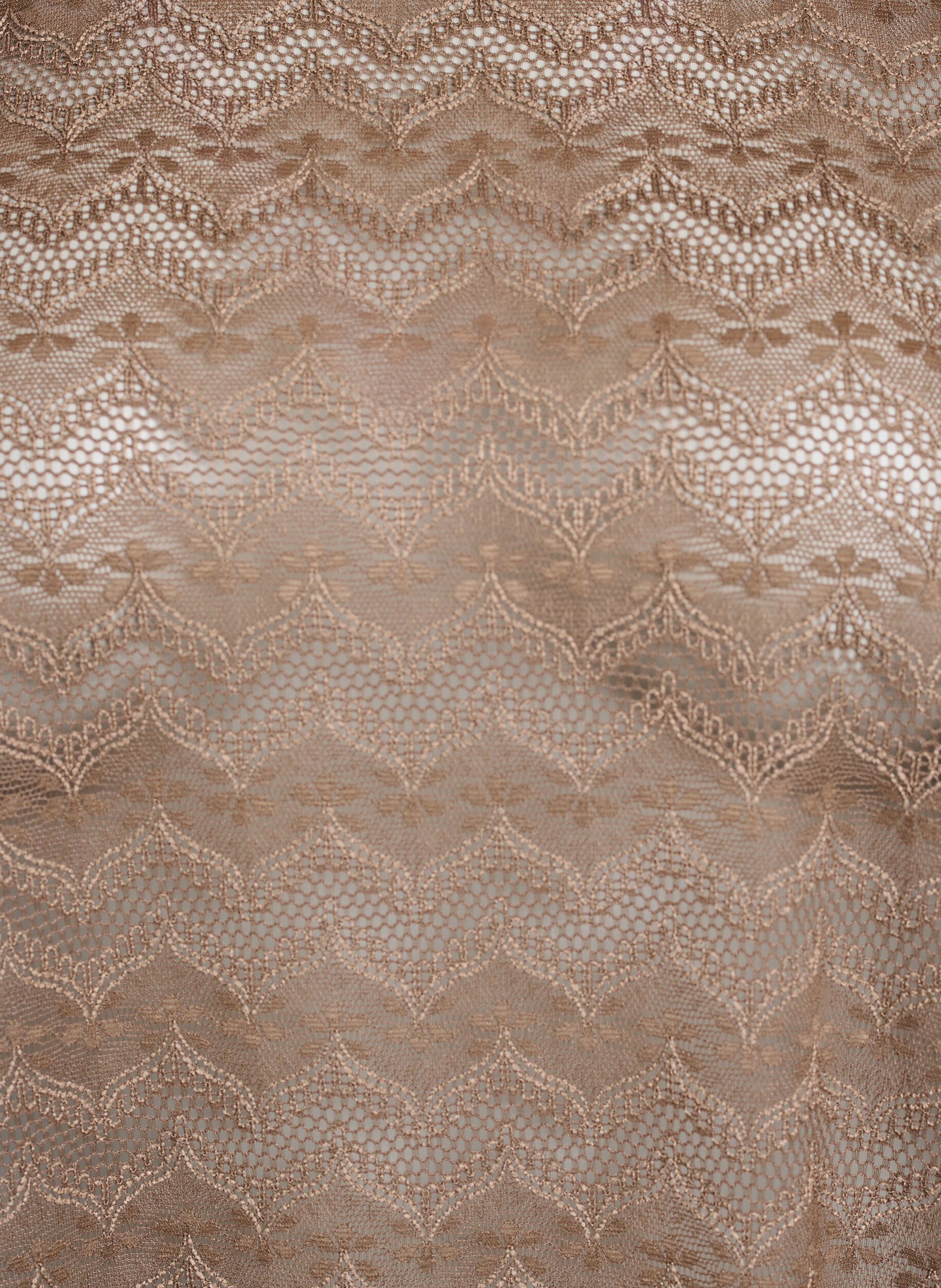 Zizzi Spitzenbluse mit kurzen &Auml;rmeln und wellenf&ouml;rmigem Saum, Braun, Packshot image number 2