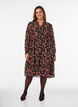 Kleid mit Allover-Muster und einer Volantlage, Schwarz, Model image number 0