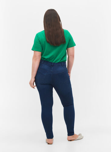 Superschlanke Amy-Jeans mit elastischem Bund, Dark blue, Model image number 1
