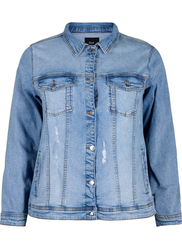 Kurze Denim-Jacke aus Baumwolle, Light blue denim, Packshot image number 0