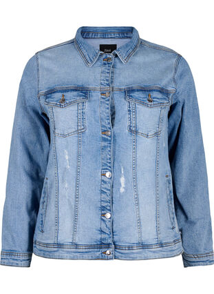 Kurze Denim-Jacke aus Baumwolle, Light blue denim, Packshot image number 0