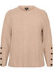 Strickbluse mit Rippstruktur und Knopfdetails, Beige, Packshot image number 0