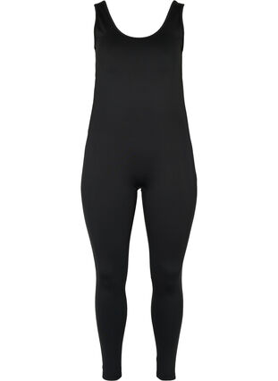 Enganliegender Trainings-Jumpsuit, Black, Packshot image number 0