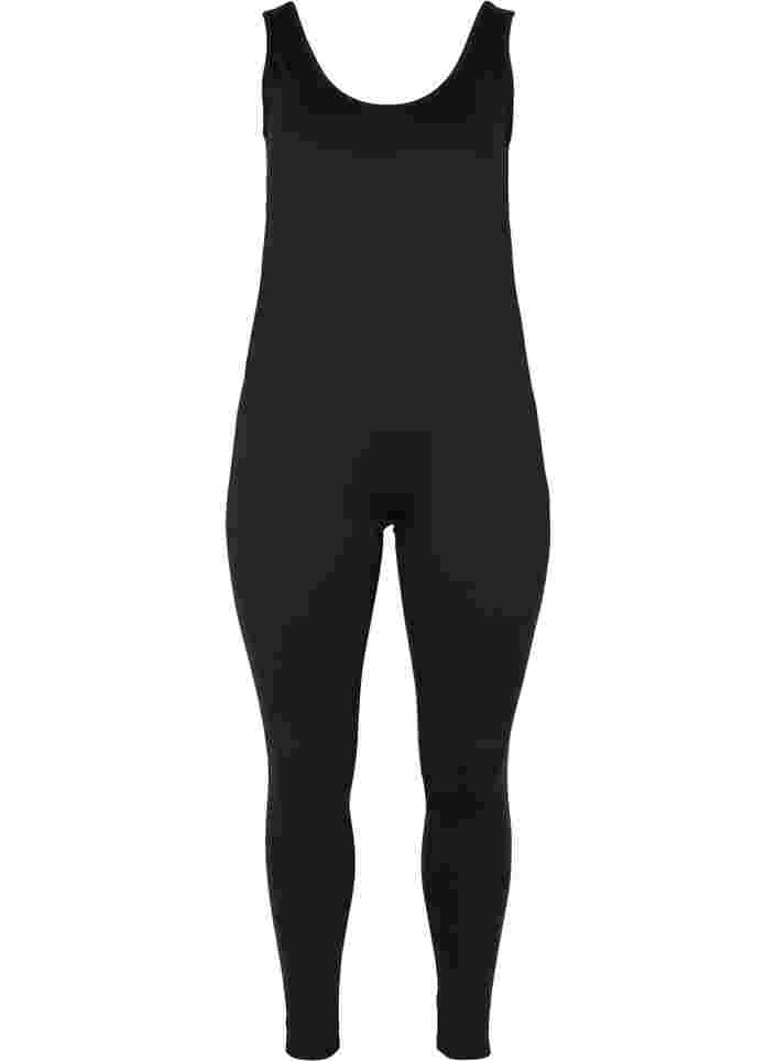 Enganliegender Trainings-Jumpsuit, Black, Packshot