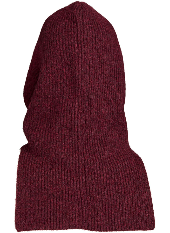 Gestrickte Balaclava mit Kordelzug, Dunkles Bordeaux, Packshot image number 1