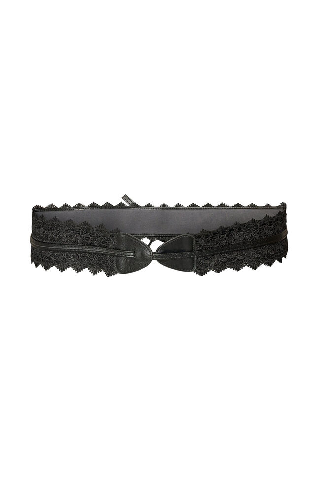 Tailleng&uuml;rtel mit Spitze und Bindeband, Schwarz, Packshot image number 1