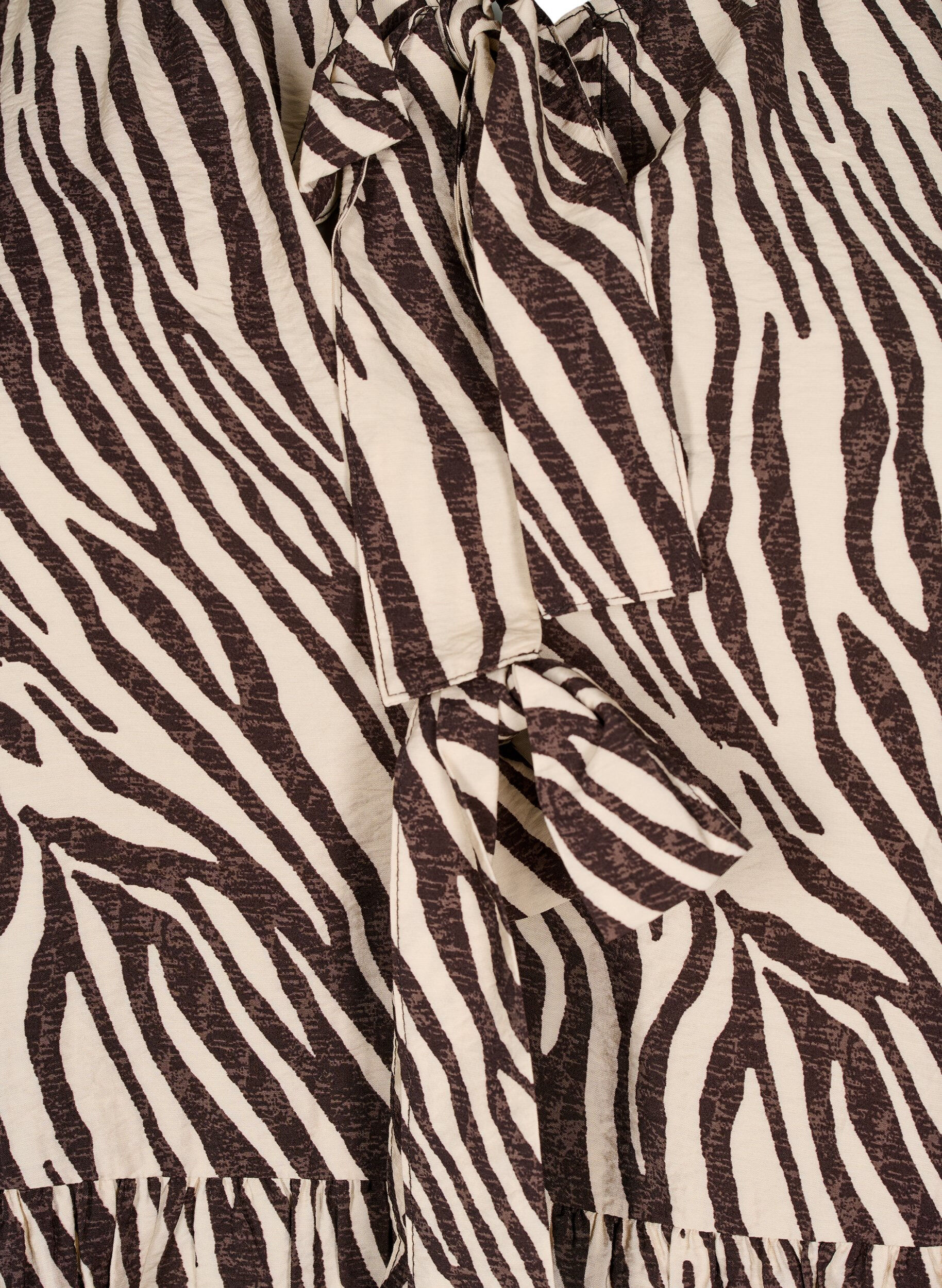 Zizzi Peplum-Bluse mit Bindedetail und Zebraprint, Braun, Packshot image number 3