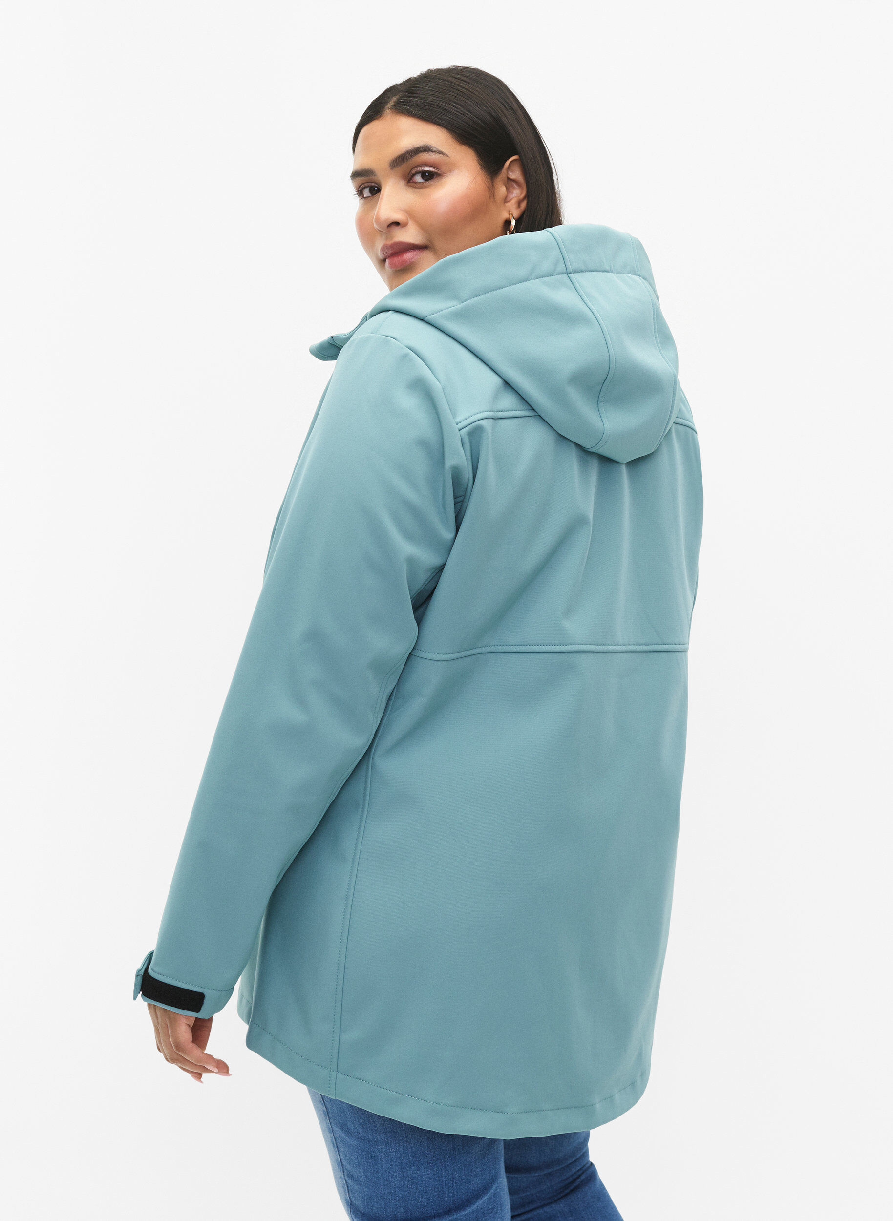 Zizzi Kurze Softshell-Jacke mit Taschen, Arctic, Model image number 1