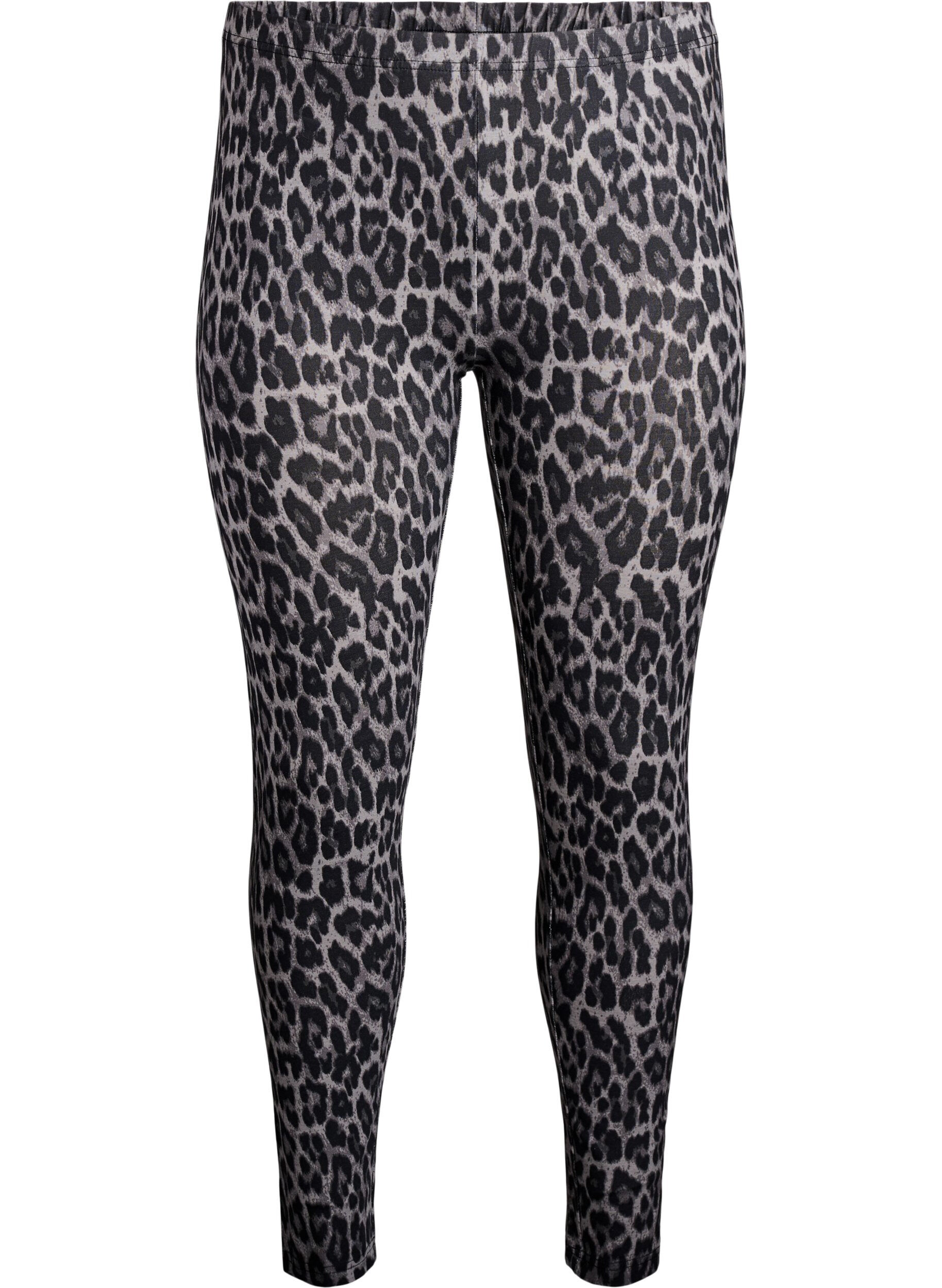 Zizzi Leggings aus Viskose mit Zebraprint, Grau, Packshot image number 0