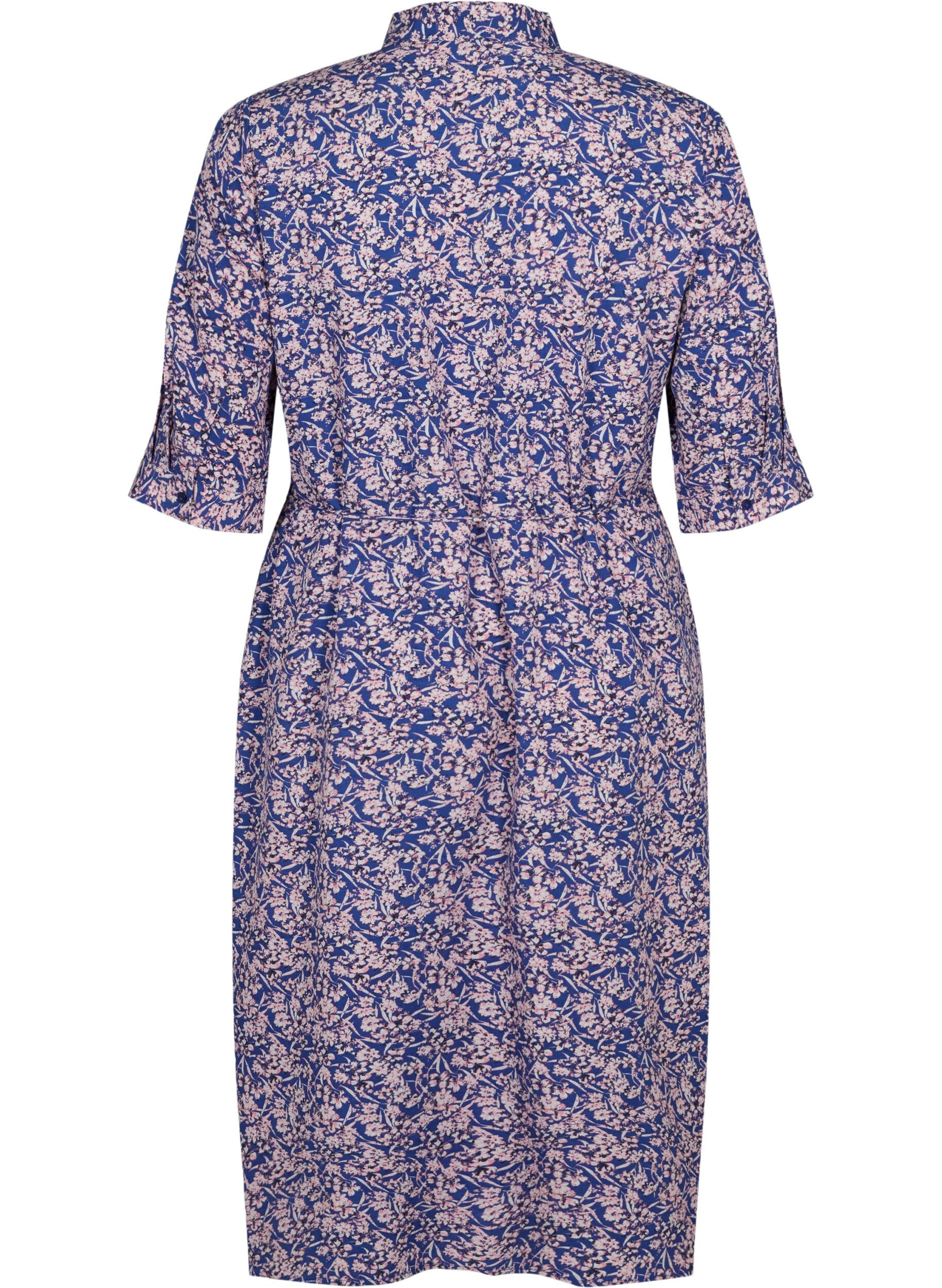 Zizzi FLASH - Hemdkleid mit Blumenprint, Strong Blue Flower, Packshot image number 1