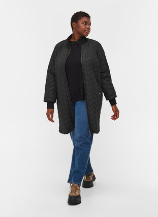 Leichtgewichts Steppjacke mit Taschen, Black, Model image number 3