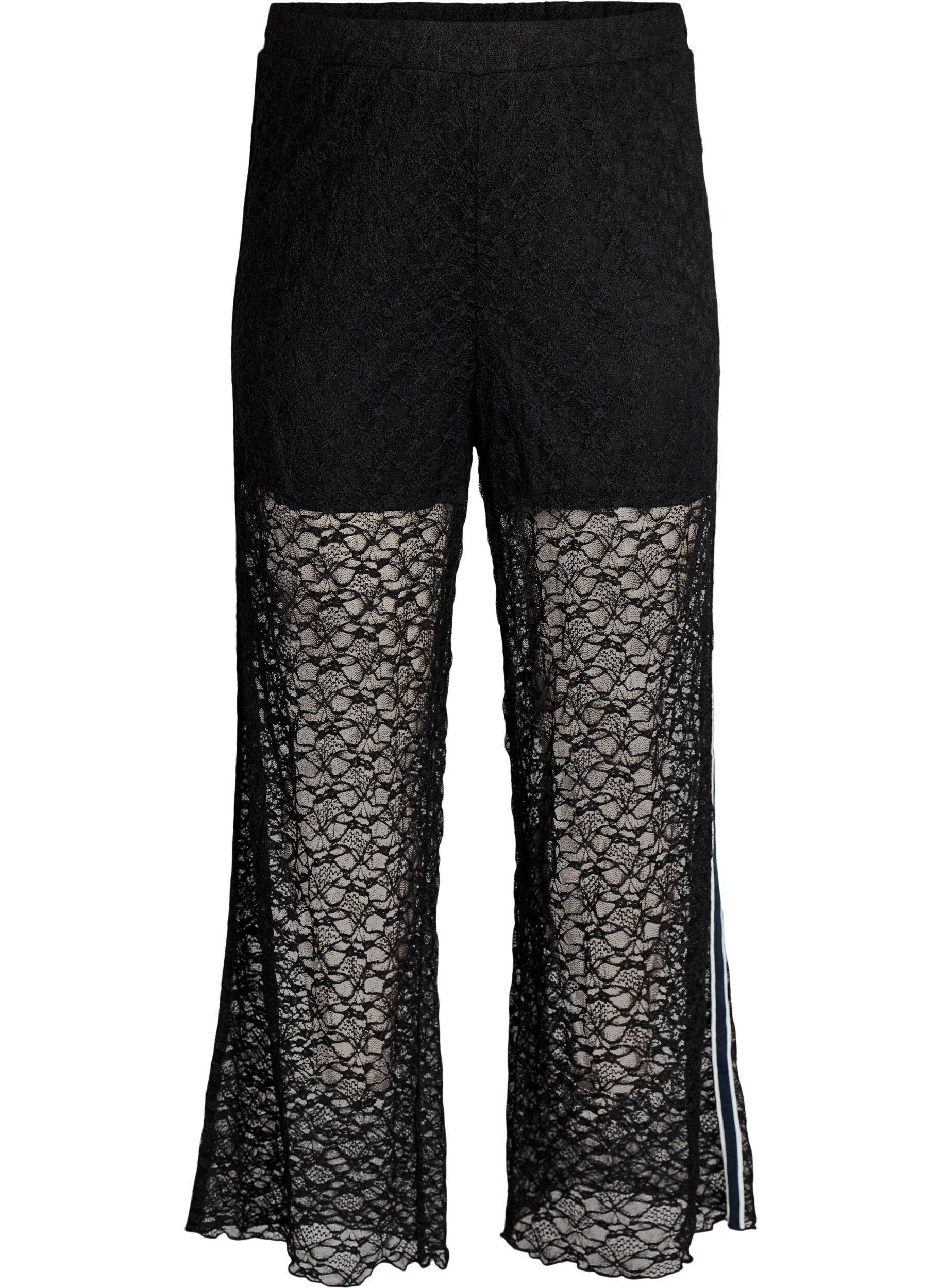 Transparente Spitzenhose mit weitem Bein