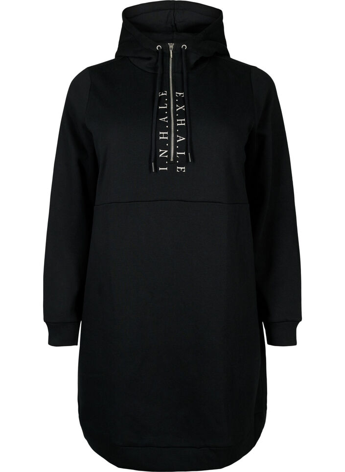 Sportliches Sweatshirtkleid mit Kapuze, Black/Grey, Packshot image number 0