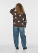 Strickbluse mit gepunktetem Muster, Braun, Model image number 2