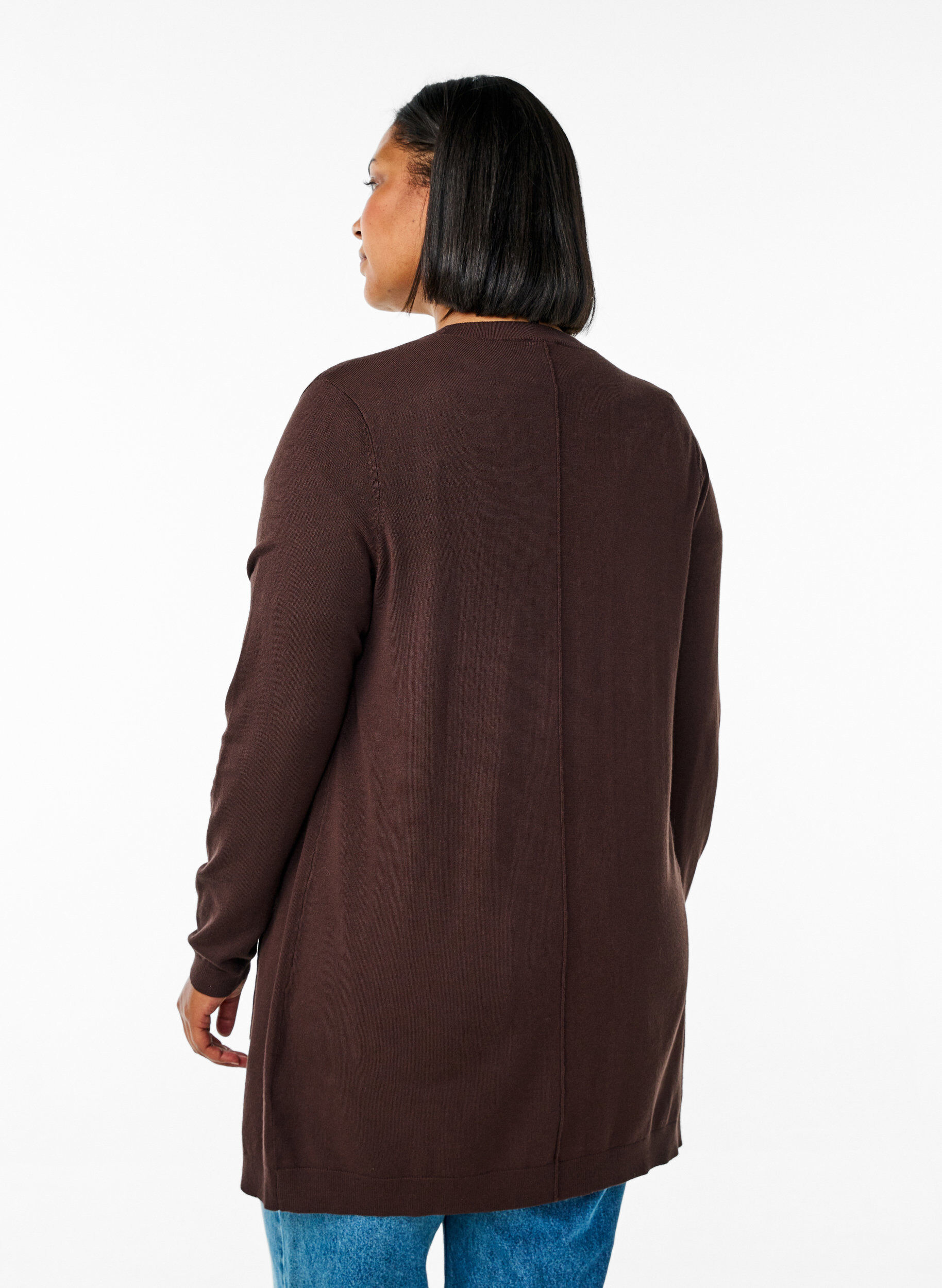 ZizziLange Strickjacke aus Viskose-Mischung, Braun, Model image number 2