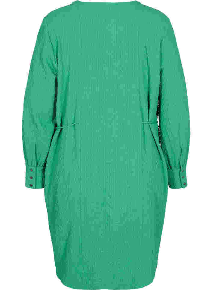 Langarm Kleid mit V-Ausschnitt und Bindeschnüre, Mint, Packshot image number 1