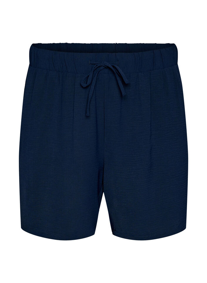 Kurze Hose mit Taschen und elastischem Bund, Blau, Packshot image number 0