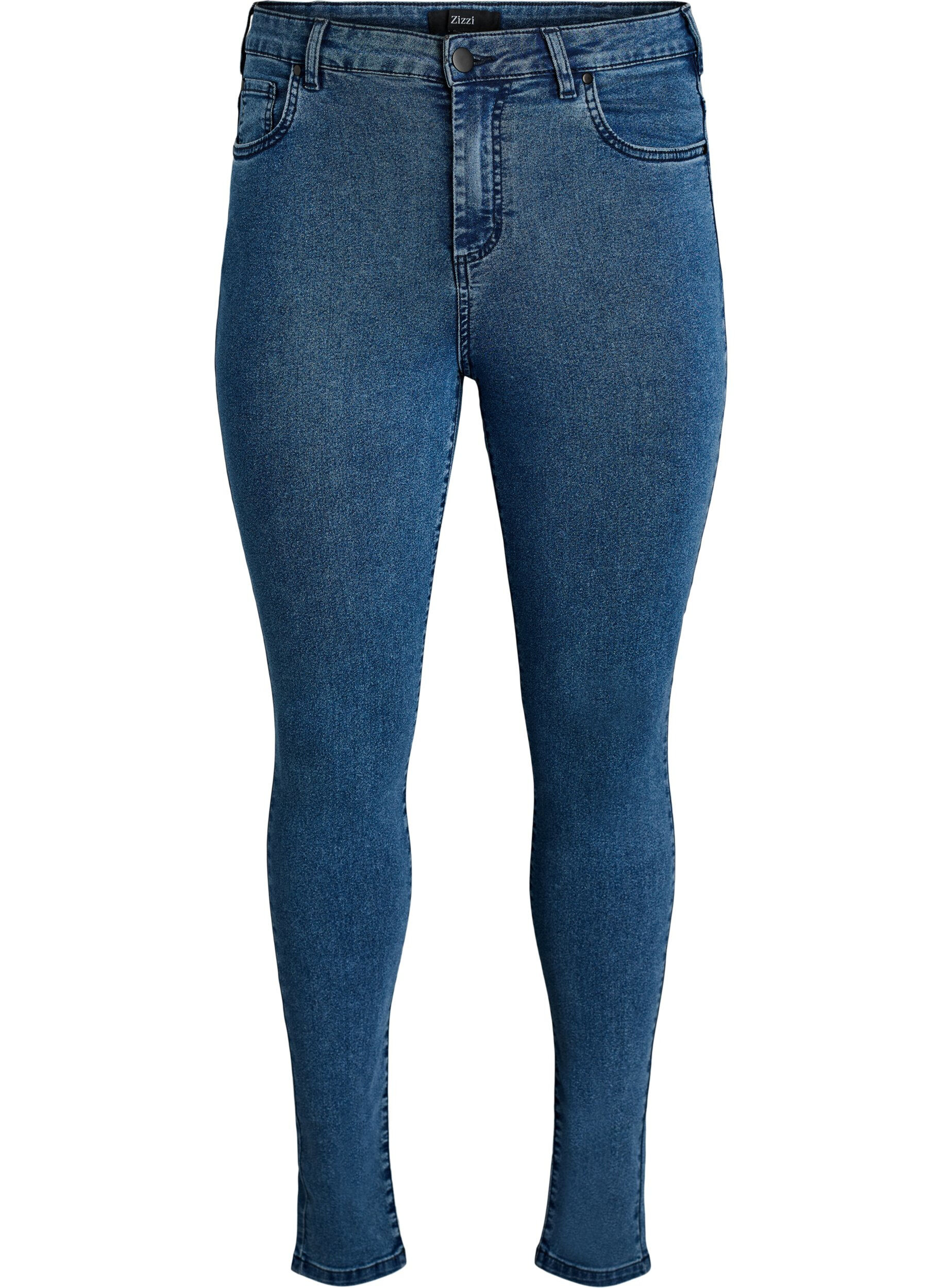 Zizzi Amy Super Slim Fit Jeans mit hoher Taille, Blau, Packshot image number 0