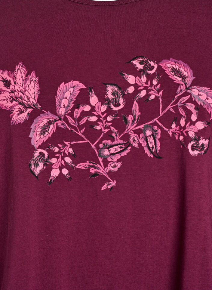 Nachtshirt aus Baumwolle mit Print auf der Vorderseite, Dunkles Bordeaux, Packshot image number 2