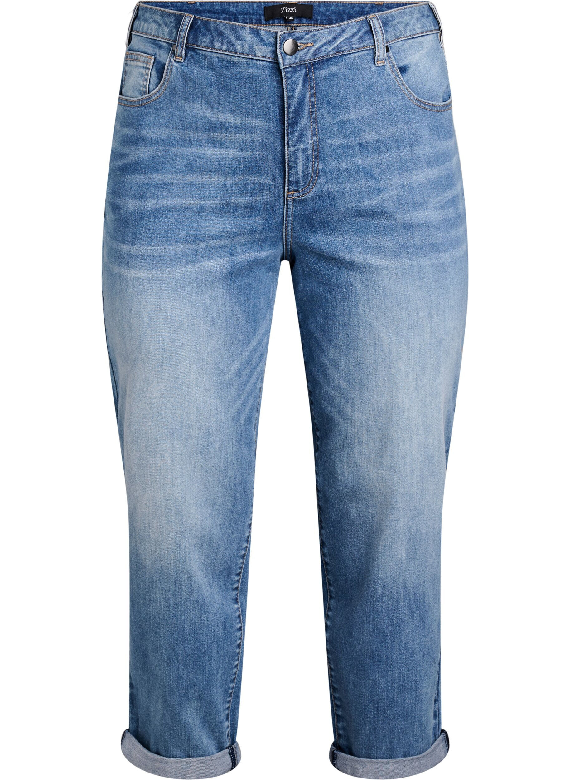 7/8-Jeans mit Umschlag und hoher Taille