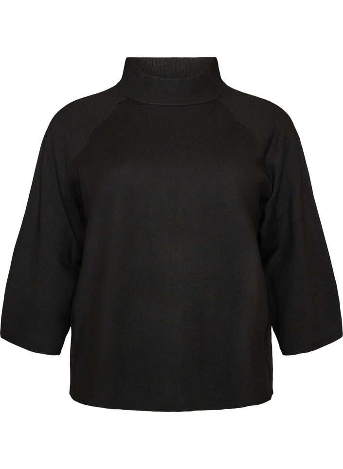Strickbluse aus einer Viskosemischung mit Rollkragen, Schwarz, Packshot image number 0