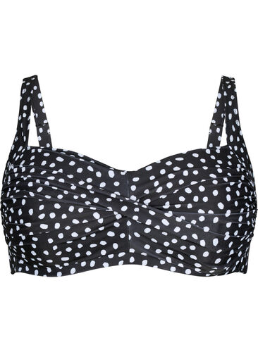 Bedrucktes Bikini-Top, Black White Dot, Packshot image number 0