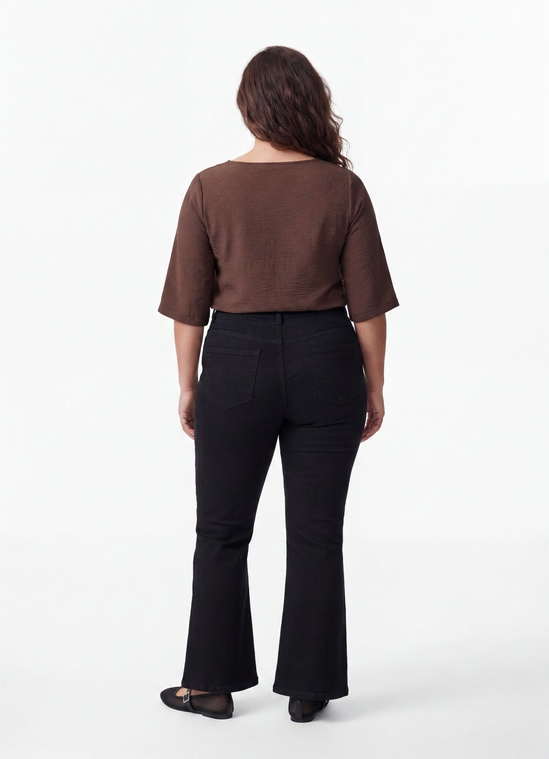 ZizziBluse mit V-Ausschnitt und 3/4-&Auml;rmeln, Braun, Model image number 2