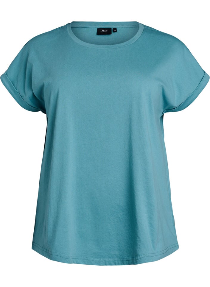 Kurz&auml;rmliges T-Shirt aus einer Baumwollmischung, Blau, Packshot image number 0