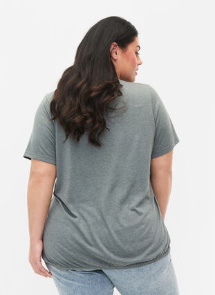 Meliertes T-Shirt mit elastischem Saum, Balsam Green Mél, Model image number 1