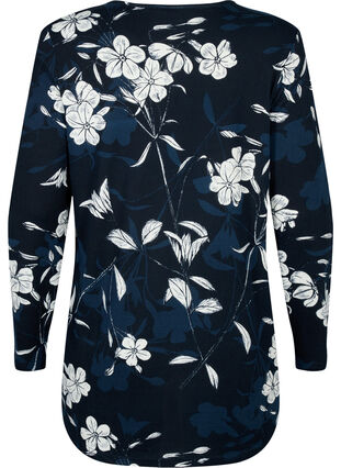  Bluse mit Blumenmuster und langen Ärmeln, Navy B. Flower AOP, Packshot image number 1