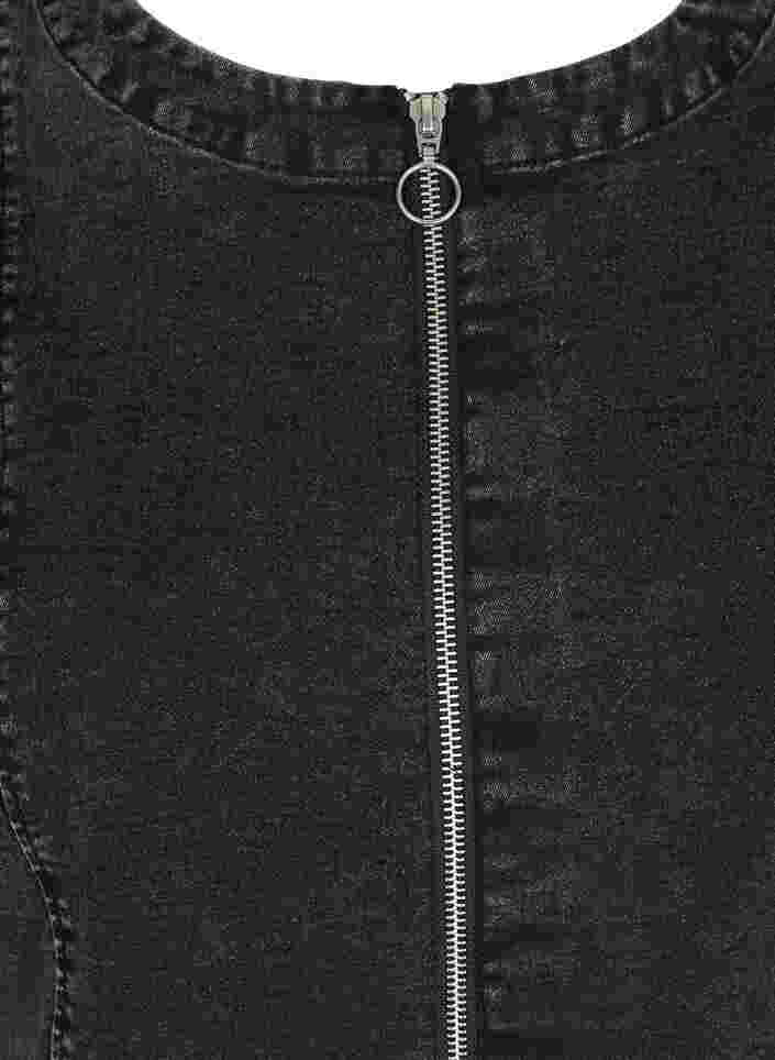 Kurzarm Denim Kleid mit Reißverschluss, Grey Denim ASS, Packshot image number 2