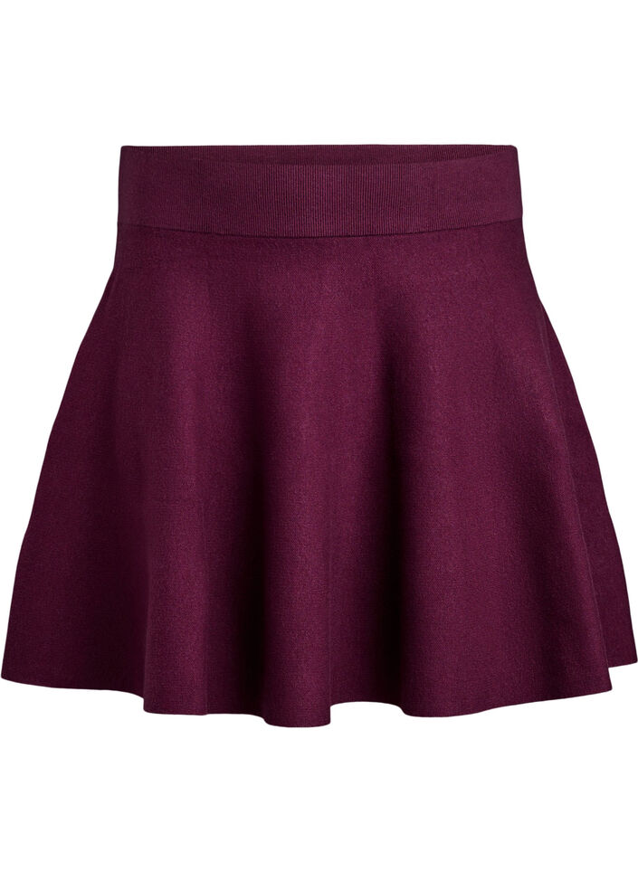 Kurzer Strickrock in A-Linie, Dunkles Bordeaux, Packshot image number 0