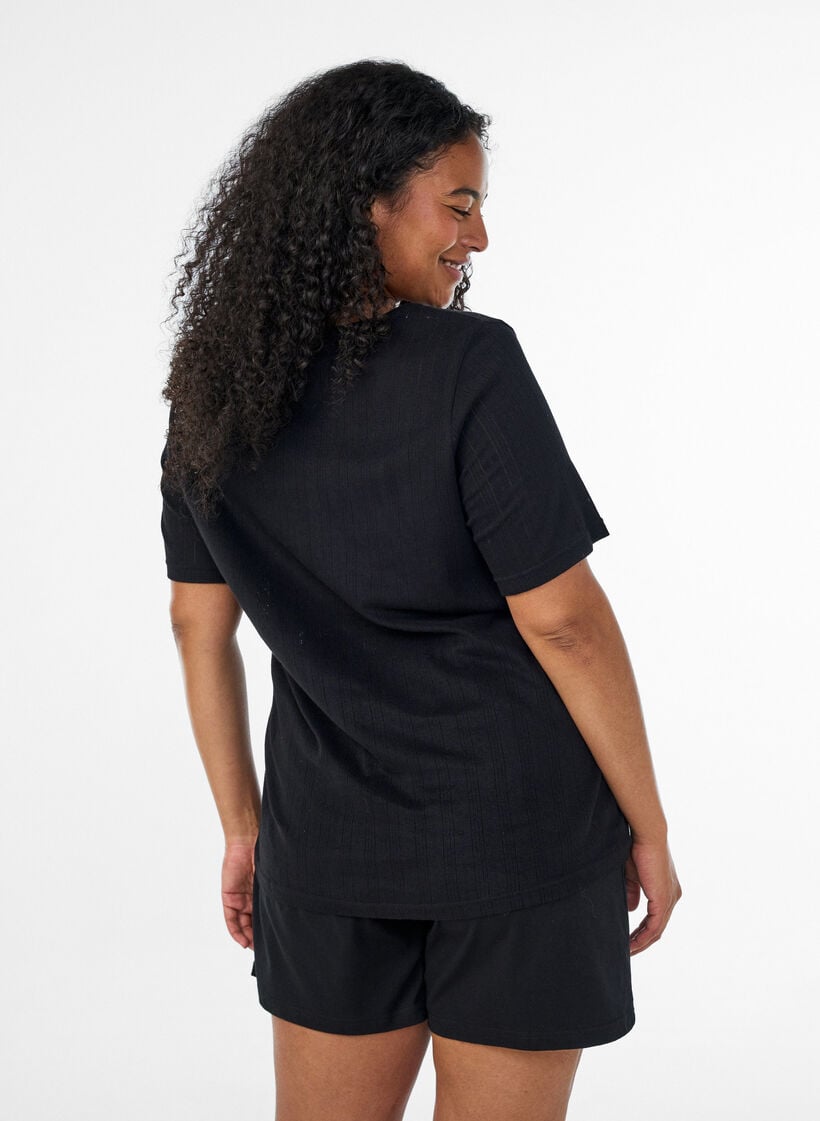Schlaf-Top aus Bio-Baumwolle mit Lochstickerei, Schwarz, Model image number 2