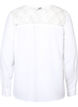 Langärmelige Bluse mit Spitzendetail , Bright White, Packshot image number 1