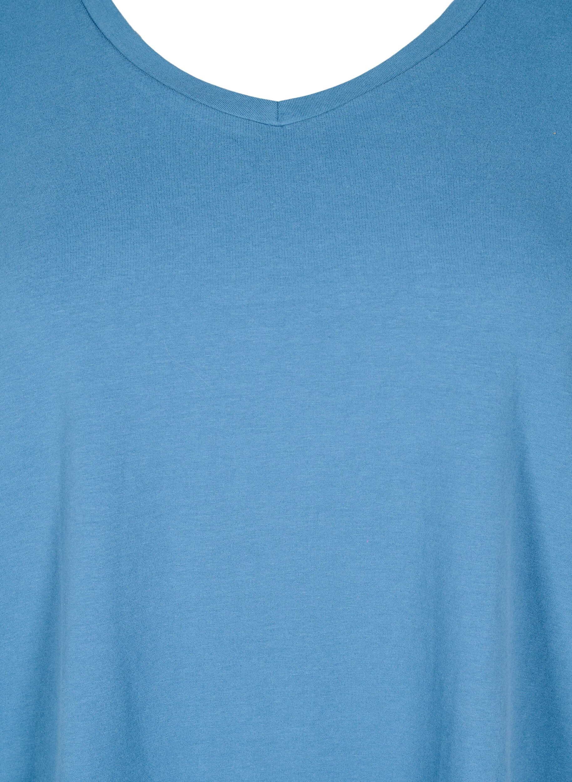 ZizziEinfarbiges basic T-Shirt aus Baumwolle, Blau, Packshot image number 2