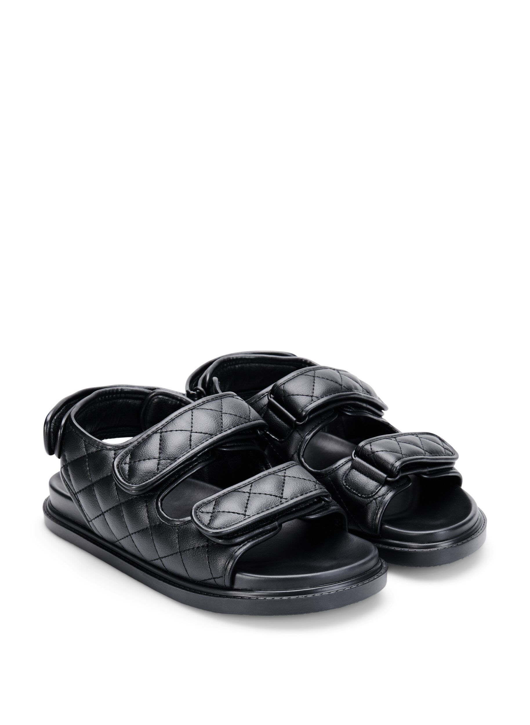 Zizzi Wide Fit Sandalen aus Leder, Schwarz, Packshot image number 1