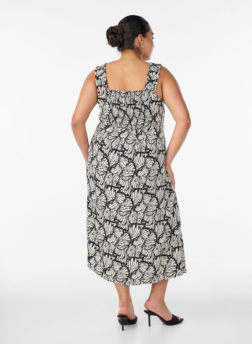 Sommerkleid mit breiten Tr&auml;gern, Schwarz, Model image number 1