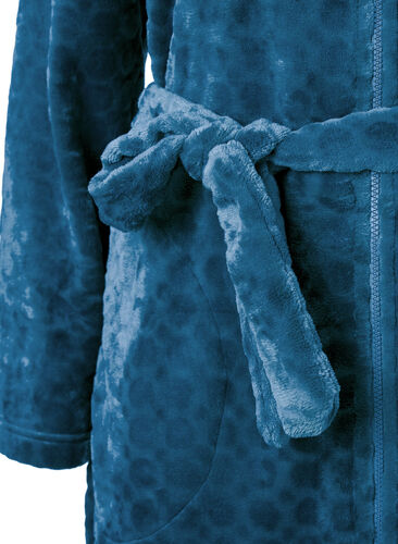 Gemusterter Morgenmantel mit Reißverschluss und Taschen, Blue Coral, Packshot image number 2