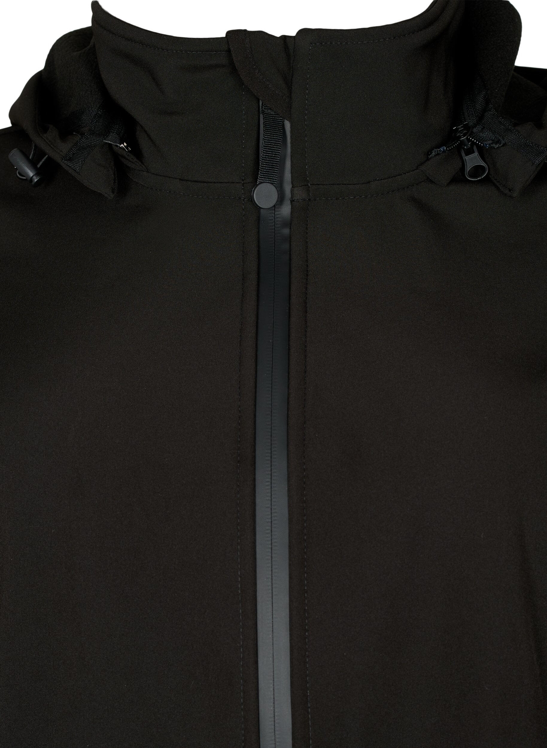 Zizzi Kurze Softshell-Jacke mit abnehmbarer Kapuze, Schwarz, Packshot image number 2