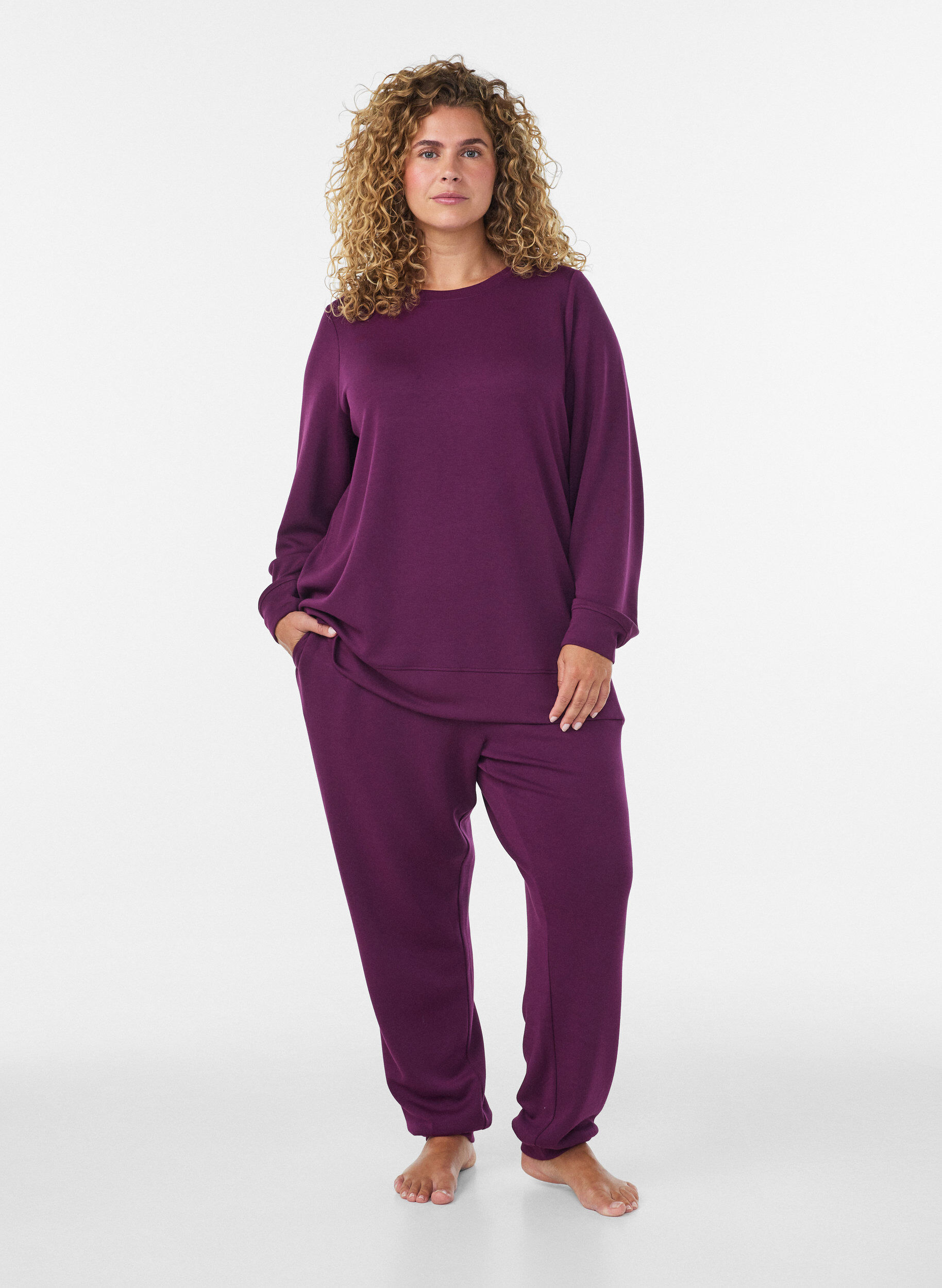 ZizziLang&auml;rmelige Bluse aus Jersey mit Rundhalsausschnitt, Lila, Model image number 1