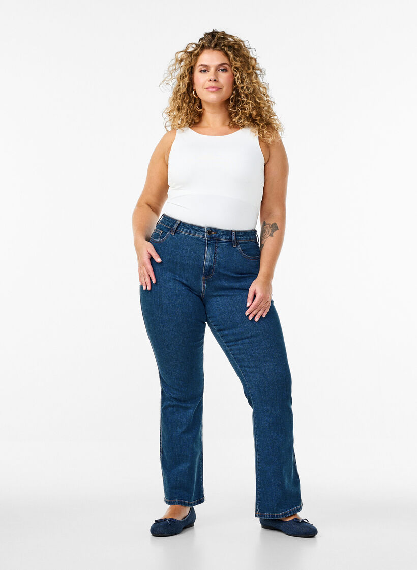 Ellen Bootcut-Jeans mit hoher Taille, Blau, Model image number 0
