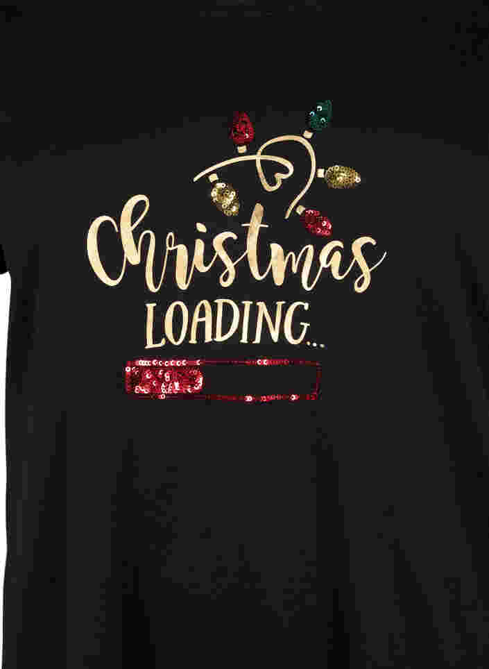 Weihnachts-T-Shirt aus Baumwolle, Black Loading, Packshot image number 2