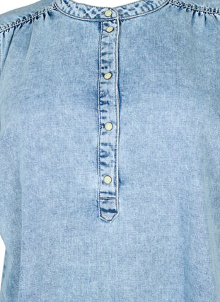 Kurzärmliges Jeanskleid mit A-Linien-Schnitt, Blue denim, Packshot image number 2