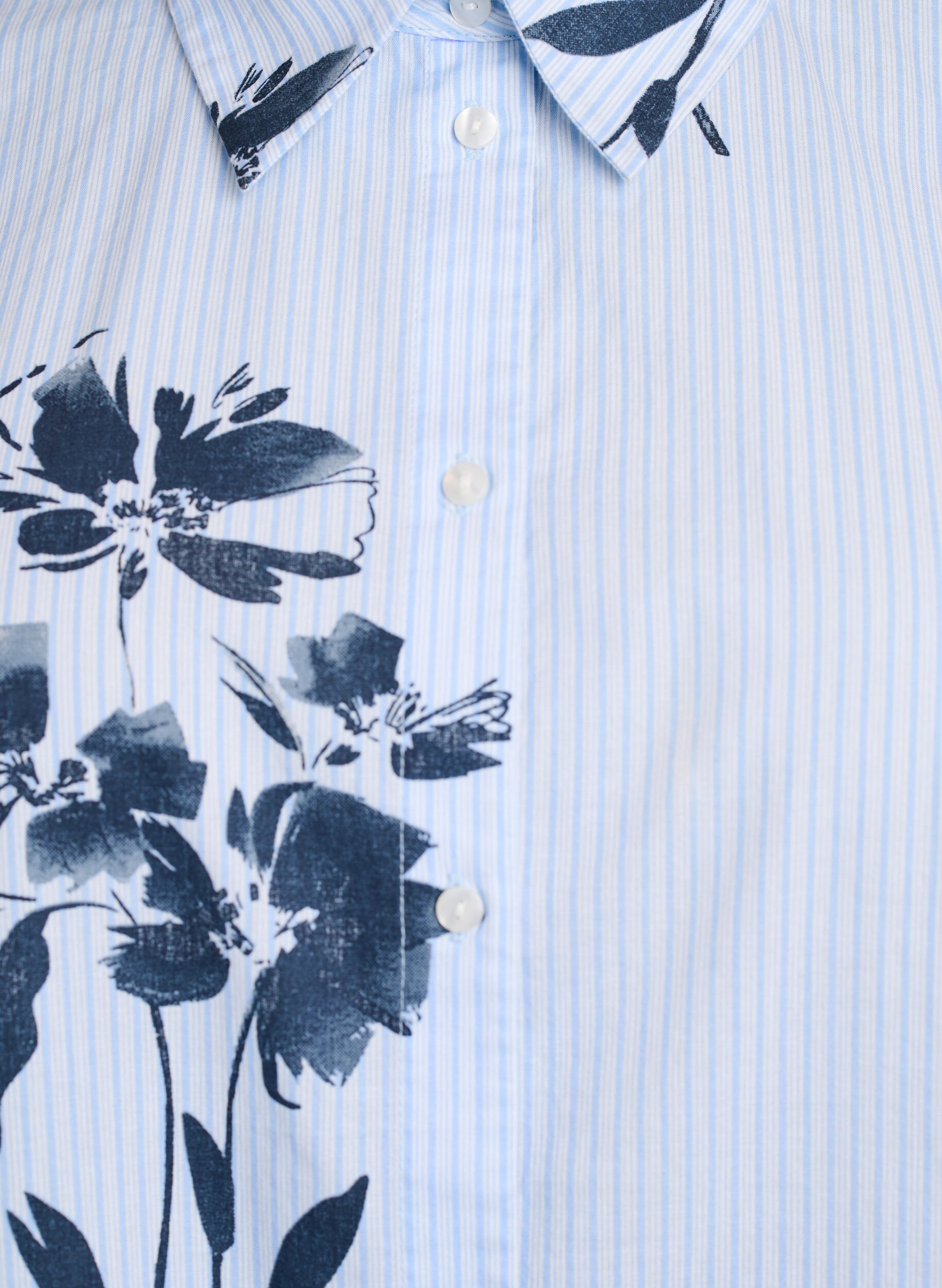 Zizzi Langes Shirt mit Streifen und Blumenprint, Blau, Packshot image number 2