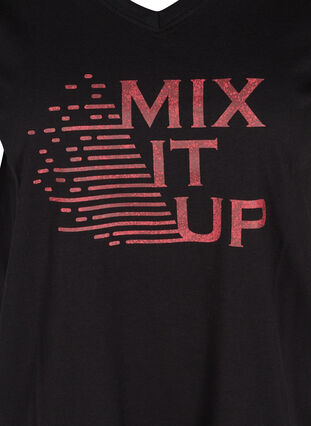 Trainings-T-Shirt aus Baumwolle mit Aufdruck, Black Red Splash, Packshot image number 2