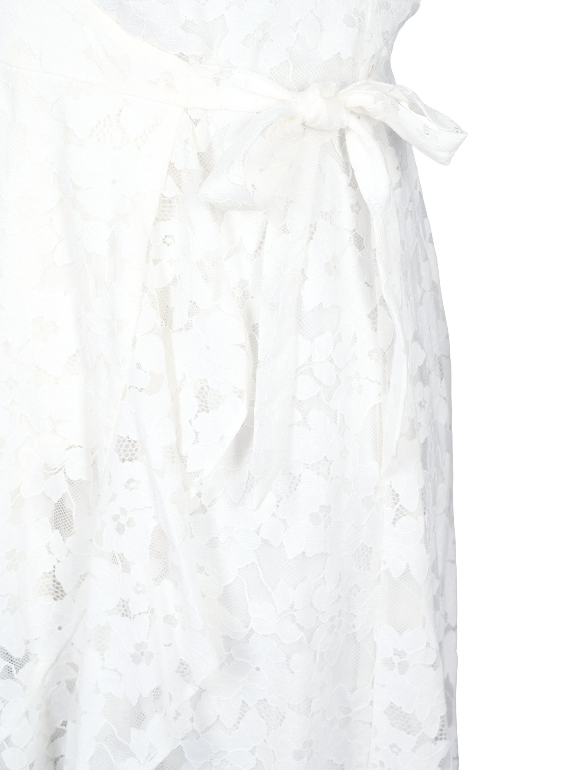 Zizzi Wickelkleid mit Spitze und kurzen &Auml;rmeln, Bright White, Packshot image number 3