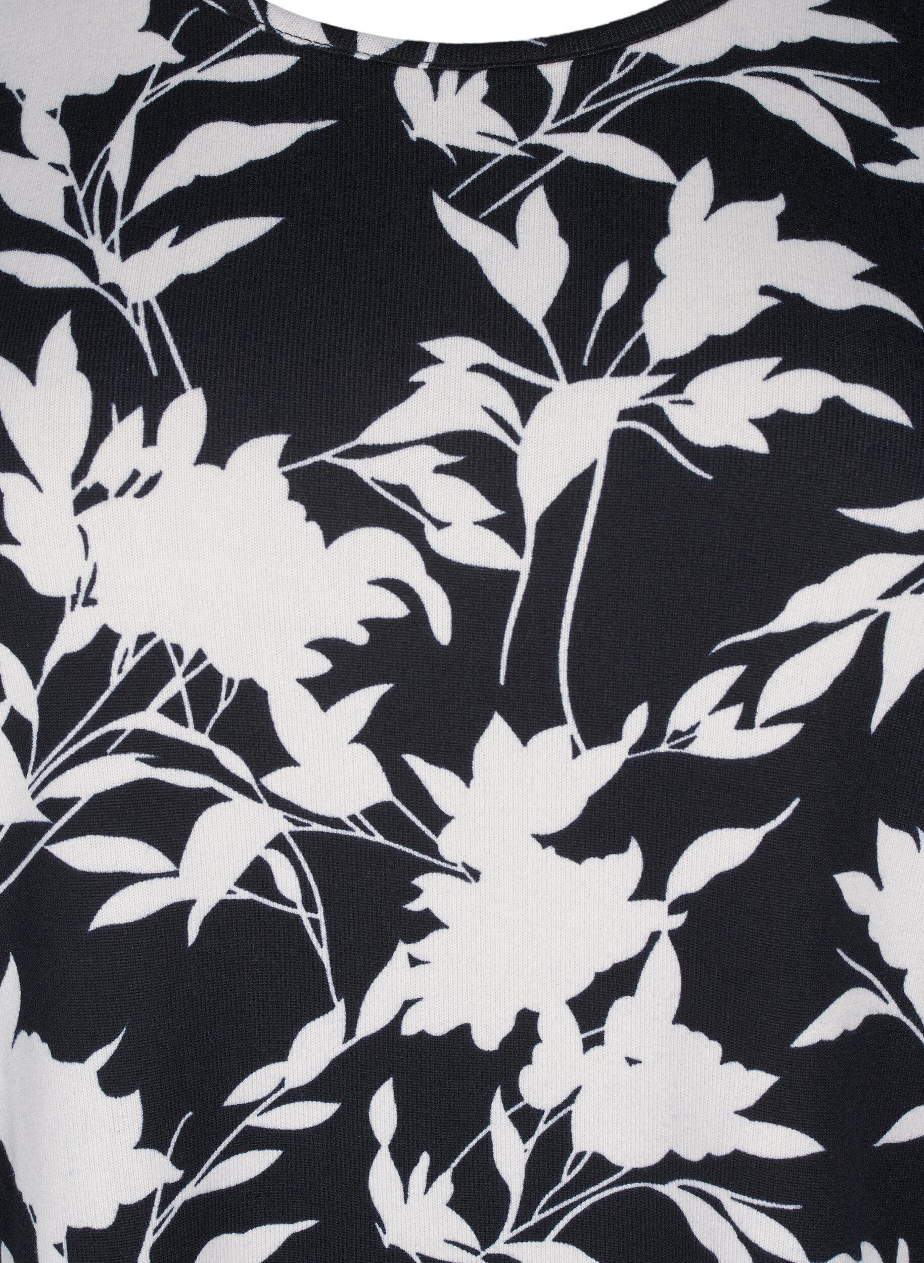 Zizzi  Bluse mit Blumenmuster und langen &Auml;rmeln, Blau, Packshot image number 2